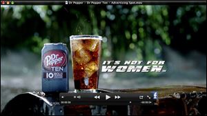 The new Dr Pepper TEN beverage is displayed in an ad.