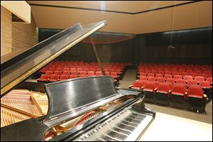 Improved lighting, re-upholstered seats and improvements in the acoustics in the improved Recital Hall. New facilities and expanded space are two of the improvements after renovations at the Center for Performing Arts at the University of Toledo.