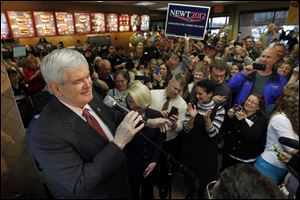 Republican presidential candidate, former House Speaker Newt Gingrich, speaks during a campaign event at a Chick-Fil-A in Anderson, S.C., Saturday.