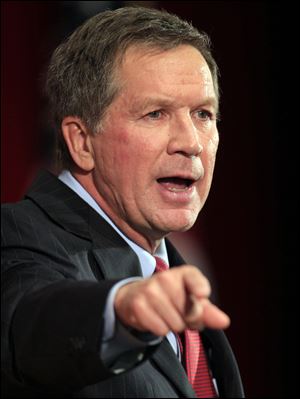 Gov. John Kasich delivers his State of the State address at Wells Academy/Steubenville High School Tuesday.