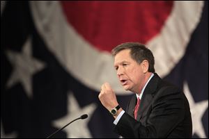 Gov. John Kasich made few new proposals but called for passage of a bill sponsored by Theresa Fedor (D., Toledo).