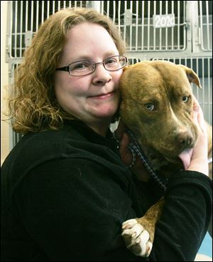 Lucas County Dog Warden Julie Lyle, with a 'pit bull,' said the law will affect the pound in a lot of ways.