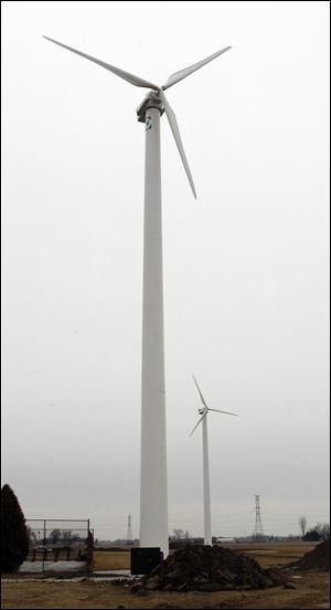 Oregon City Schools'  wind turbines are up and running.