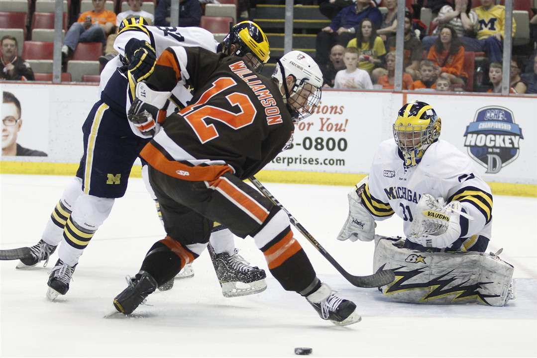 UM-BGSU-hockey-Bryce-Williamson-Mac-Bennett-Shawn-Hunwick