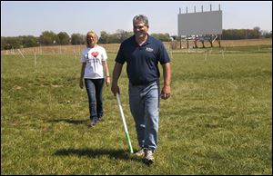 Donna and Rod Saunders at their Field of Dreams Drive-In Theater in Liberty Center, Ohio. The theater is in the backyard of their 4.5-acre property on Henry County Road 6, just south of Swanton.