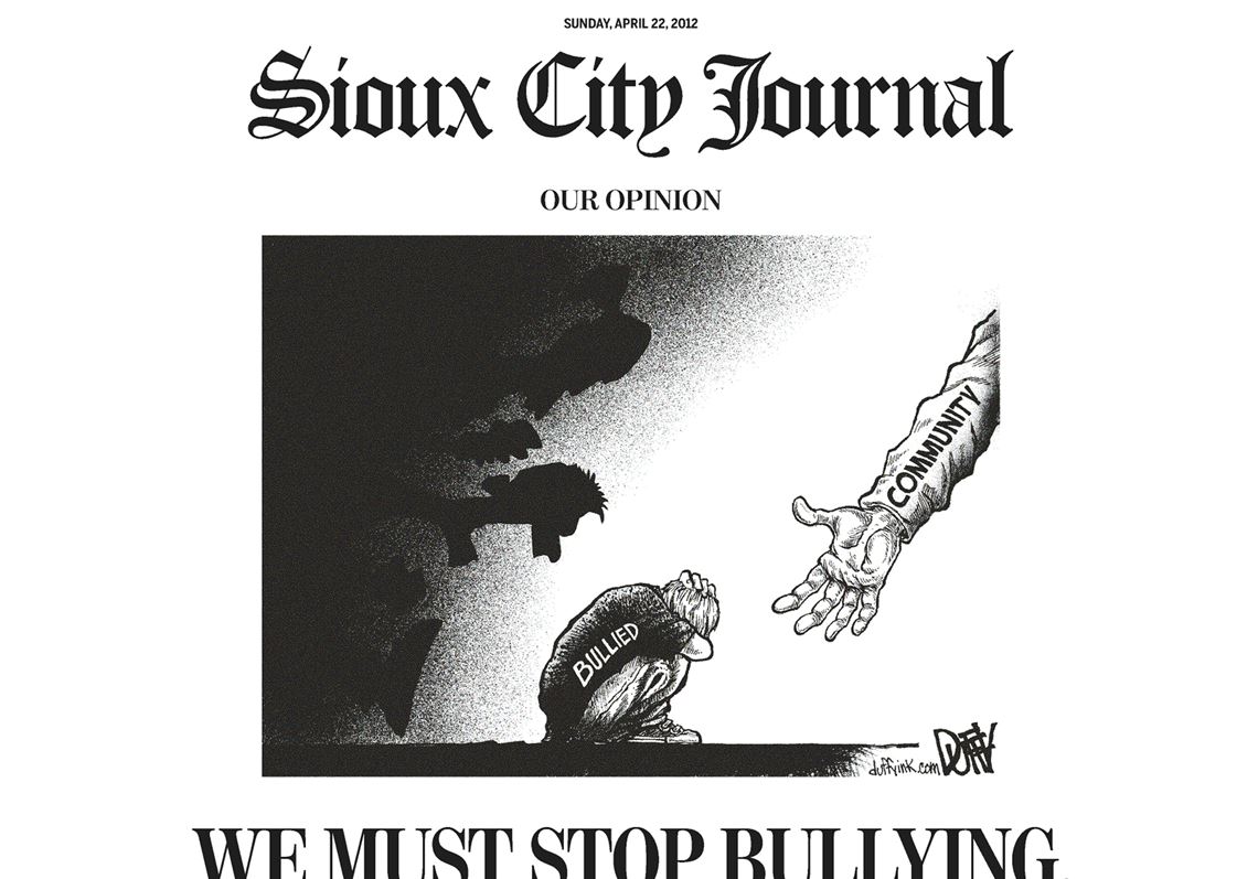 Iowa Newspaper Devotes Page 1 To Fighting Bullying Toledo Blade