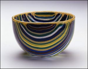 Cast striped bowl