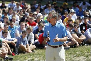 Gov. John Kasich addresses participants in the annual Buckeye Boys state at Bowling Green State University. He urged them Friday to pay attention to classmates who may not be the most popular students.