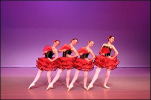 From left, Megan Stoepler, Maria Clark, Lydia Lanzinger, and Spring Healy will perform the opening waltz from 'Paquita' at Sunday's Music Under the Stars. Choreography is by Gail Grant, re-staged by Cassandra Macino.