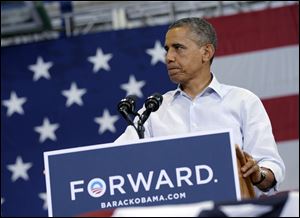 President Obama speaks at a campaign stop in Virginia, one of the must-win states in his re-election drive.