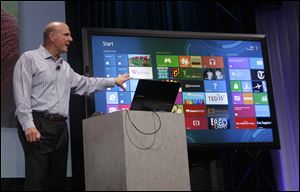 Microsoft CEO Steve Ballmer, Kirk Koenigbauer speaks at a Microsoft event in San Francisco.