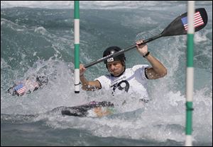 Scott Parsons, a St. John's Jesuit graduate, seen in a practice run in London, missed a chance to advance in the men's slalom kayak competition at the London Games.