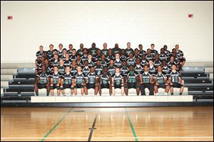 FROM LEFT: Row 1: Rashaad Lewis, Jacob Widmer, Andrew Sweisberger, Brandon Sweisberger, Cory Jones, Will Goodbar, Matt Marcinkowski, Martice Ross, Kyle Underwood, Chris Wright, Nick Syroka. Row 2: Tyler McClorrine, Aaron Never, Eric Huston, Robert Evans, Matt Mangum, Jordan Lafartha, Deshawn Woodward, Delano Wellington, Derek Roach, Alontae Grimes. Row 3: Dionte Carey, Nick Sterger, Jared Eff, Donald Hatch, Zach Flaws, Arthur Phillips, Josh Hinkle, Richard Lynn, Denauri Reese, unidentified player, Thackery Siedlecki. Row 4: Dexter Johnson, Jared Jablonski, Derek Carey-Goodman, Brendon Holbrook, Khalil Burrell, Avion Boyd, Tremain Batson, unidentified player, Davlon Swain, Brandon Taylor, Deshawn Darden, Deonte Pettaway. Row 5: Chris Kos, Adam Koehler, Chase Szymanski, coach Larry Smith, coach Rodney Gordon, head coach Tyson Harder, coach Del Miles, coach Mike Arbinger, Curtis Grays, Kyle Jakob, Jaquan Hughes, Javaughn Shay. 