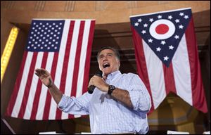 Republican presidential nominee Mitt Romney speaks during a campaign rally Saturday in Cincinnati.