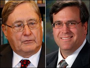 UT president Dr. Lloyd Jacobs, left, and Albert Colom, BGSU's vice president for enrollment management.