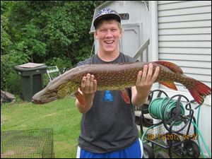 Chad Bagrowski, a senior at Bedford High School, recently caught a pike that measured 39 inches and weighed about 13  1/2 pounds.