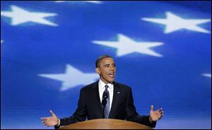 President Barack Obama addresses the Democratic National Convention in Charlotte, N.C.