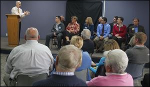 State Senate District 2 Republican Randy Gardner appears with other candidates during a candidate's forum at the North Baltimore  library.