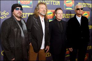 Musicians Jason Bonham, Robert Plant, Jimmy Page and John Paul Jones attend the 