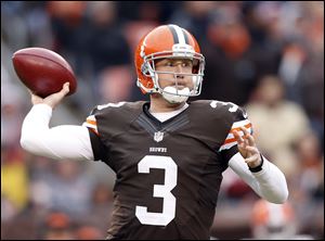 Cleveland Browns quarterback Brandon Weeden passes against the Baltimore Ravens in the fourth quarter.