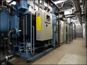 This modular co-generation unit is to produce continuous electricity to the university’s data center. Plus, heat from the turbines will help keep the pool at the nearby rec center warm.