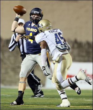 Toledo senior quarterback Austin Dantin, playing for the injured Terrance Owens, threw for 327 yards and 5 touchdowns tonight.