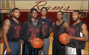 Rogers high school players from left: Devonte Pratt, Tony Kynard, Tribune Dailey and  Keandre Gilmer and Clemmye Owens.