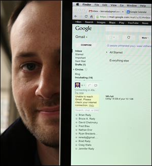 Ben Rady, a software engineer in Chicago, keeps his email inbox clean on his computer as seen here. He says it has saved his career by staying on top of the incoming emails.