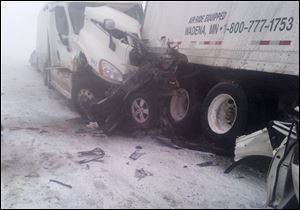 A 25-vehicle pileup killed three people Thursday north of Des Moines. Authorities said drivers were blinded by blowing snow on I-80.