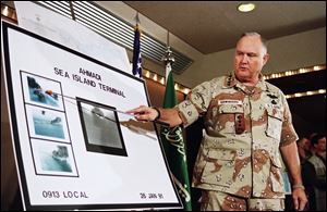 U.S. Army Gen. Norman Schwarzkopf, seen here in 1991, played a key diplomatic role by helping to persuade Saudi Arabia's King Fahd to allow U.S. and other foreign troops to deploy on Saudi territory as a staging area for the war to come. 