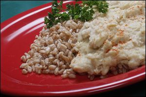 White bean stew with farro. 