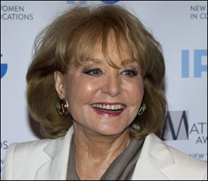 Veteran ABC newswoman Barbara Walters has fallen at an inauguration party at an ambassador's home in Washington and has been hospitalized.