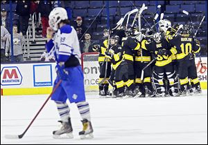 Northview celebrates its victory over Olentangy Liberty. The Wildcats (27-6-1) will play Shaker Heights (27-7) for the state title.