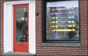 Crayon curtains are made of cardboard tubes and are for sale at Scrap 4 Art in Maumee.