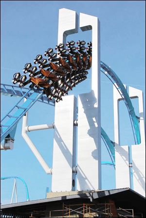 The new GateKeeper roller coaster undergoes a test run Friday at Cedar Point.  It expected to be ready for the park's first day, May 11.