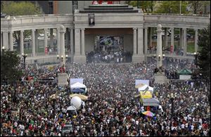 A cloud of smoke covering the crowd at the Denver 420 rally in Civic Center Park in April, 2012.