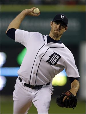 The Tigers' Doug Fister kept the Atlanta Braves off-kilter for most of the game, scattering six hits over seven innings, striking out eight.