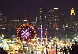 A view of The Ohio State Fair as photographed from the roof of the Ohio Historical Society in Columbus, Ohio.