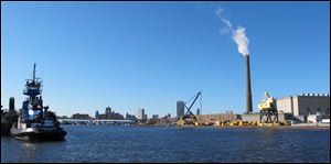 A view of downtown Milwaukee from the Kinnickinnic River, not far from where it connects with Lake Michigan. Milwaukee officials hope its proximity to water provides the backbone to a revitalized economy.