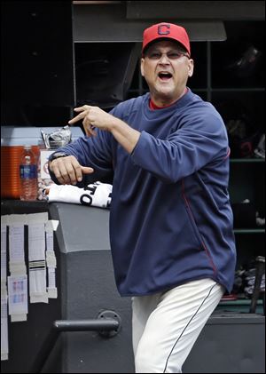 Cleveland Indians manager Terry Francona gets in the last word after being ejected by home plate umpire Bill Welke in the fifth inning of a game against the Tampa Bay Rays.