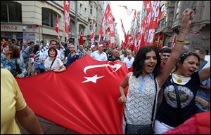 Protesters vent outrage during the third day of anti-government protests in Istanbul. Clashes have followed a police crackdown as protesters denounced what they see as the government’s increasingly authoritarian style.