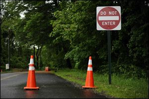 The entrance to Sandy Hook Elementary School, is seen now marked with Do Not Enter signs.