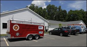 Union trucks are parked outside of the Sylvania Area Family Services in Sylvania.