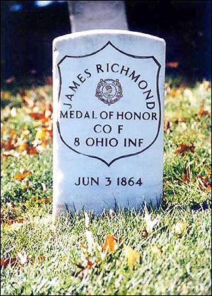 Union Pvt. James Richmond, who lived in Toledo when he joined the Army, received the Medal of Honor for his actions during the Battle of Gettysburg. He died 11 months later.