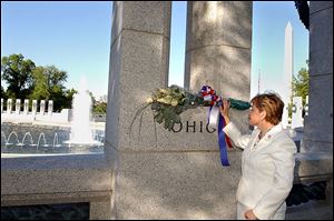 U.S. Rep. Marcy Kaptur visits the World War ll Memorial in Washington on April 28, 2004, the day before it was dedicated. Today, Miss Kaptur still considers the site a work in progress. 