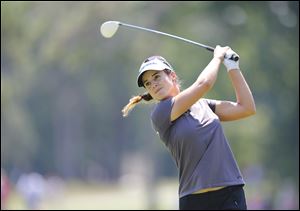 Beatriz Recari hits a fairway wood on her second shot on 7 during the final round of the Marathon Classic today at Highland Meadows Golf Club in Sylvania.