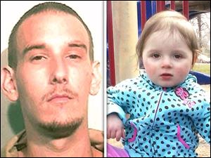 Steven King II, left, and missing toddler Elaina Steinfurth, right. King was arrested Monday and charged with obstruction of justice.