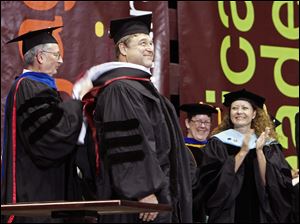 John Goodman is awarded an honorary doctorate degree of humane letters during at the convocation at Missouri State University in Springfield, Mo.