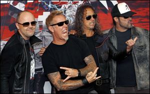 Members of the band Metallica, from left to right; Lars Ulrich, James Hetfield, Kirk Hammett and Robert Trujillo.