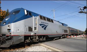 Amtrak's Wolverine heads west through Galesburg, Mich.